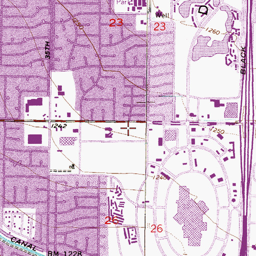 Topographic Map of Metro Village Shopping Center, AZ