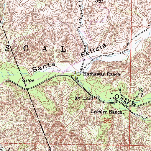 Topographic Map of Oak Canyon, CA
