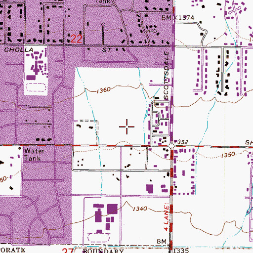 Topographic Map of Scottsdale Promenade Shopping Center, AZ
