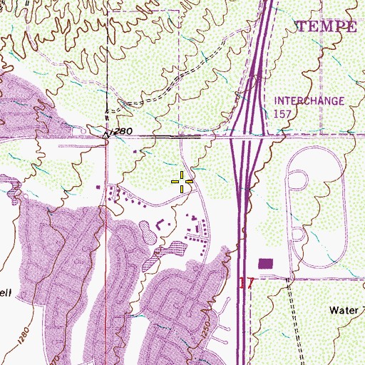 Topographic Map of Ahwatukee Post Office, AZ