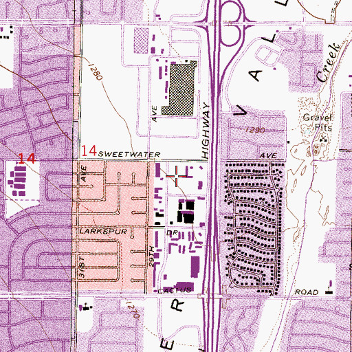 Topographic Map of Ascending Roots Scholastic and Athletic Premise School, AZ
