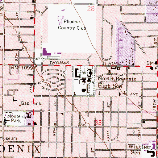 Topographic Map of North High School, AZ