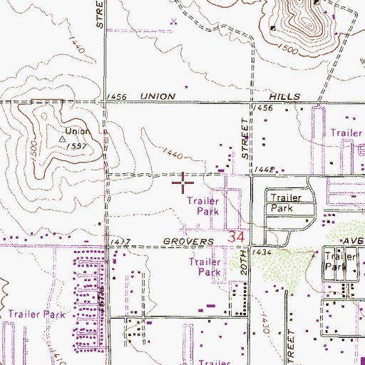 Topographic Map of Echo Mountain Primary School, AZ