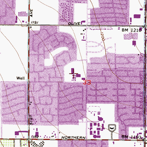 Topographic Map of Horizon School, AZ