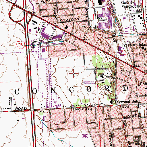 Topographic Map of Hobart Urban Nature Preserve, OH