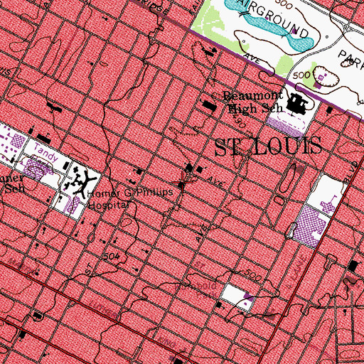 Topographic Map of Asbury Methodist Church, MO