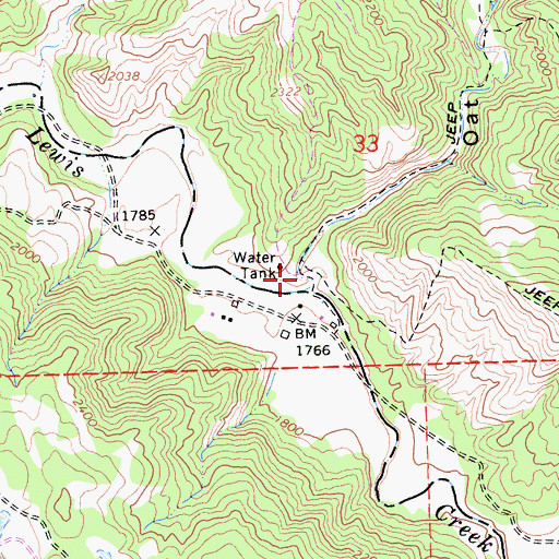 Topographic Map of Oat Canyon, CA