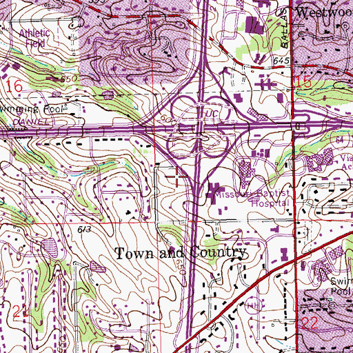 Topographic Map of Delmar Baptist Church, MO