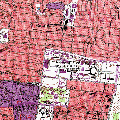 Topographic Map of Anheuser-Bush Hall, MO