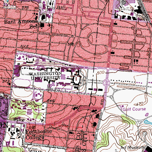 Topographic Map of Beaumont Pavillion, MO