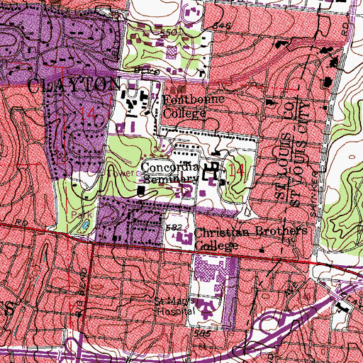 Topographic Map of Loeber Hall, MO