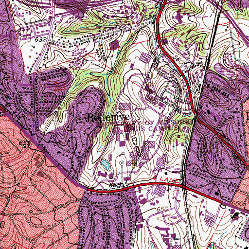 Topographic Map of Lucas Hall, MO