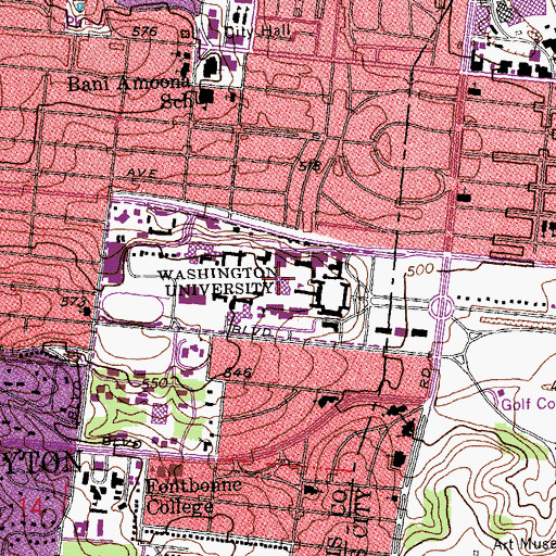 Topographic Map of Olin Library, MO