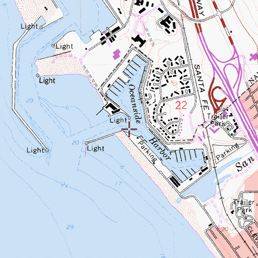 Topographic Map of Oceanside Harbor, CA