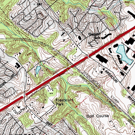 Topographic Map of Interchange 21, MO