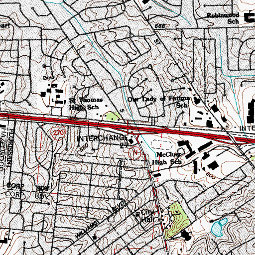Topographic Map of Interchange 27, MO