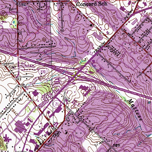 Topographic Map of Interchange 2, MO