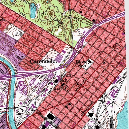 Topographic Map of Interchange 202B, MO
