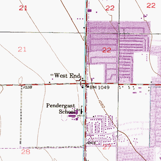 Topographic Map of West End, AZ