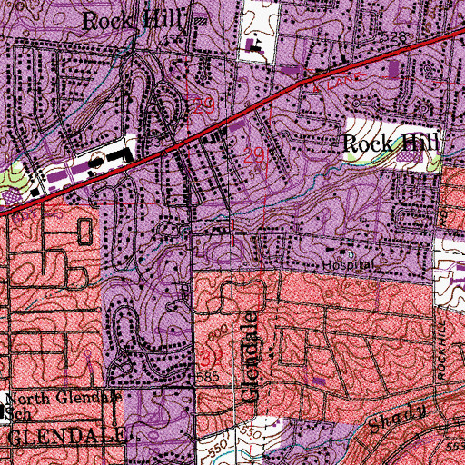Topographic Map of Glendale Memorial Baptist Church, MO