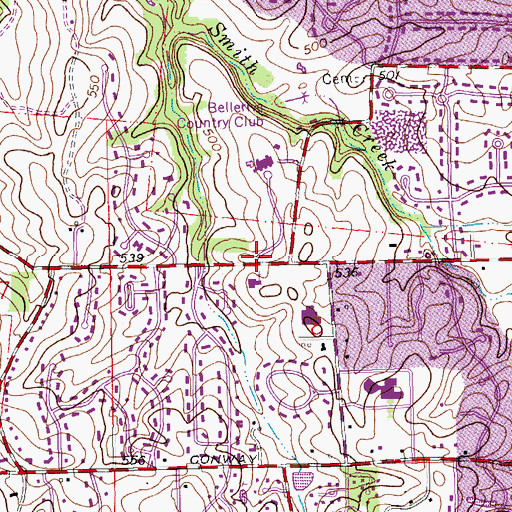 Topographic Map of Kirk of the Hills Presbyterian Church, MO