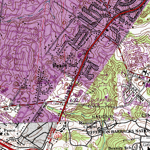 Topographic Map of Lemay Church of God, MO