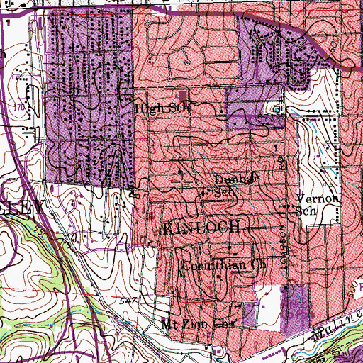 Topographic Map of Metropolitan Missionary Baptist Church, MO