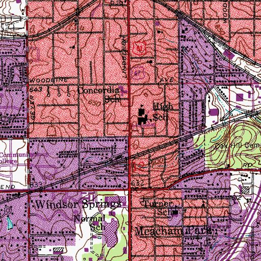Topographic Map of Nipher Middle School, MO