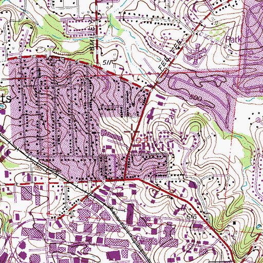 Topographic Map of Pattonville Heights Middle School, MO