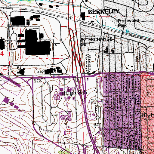 Topographic Map of Interchange 9A, MO