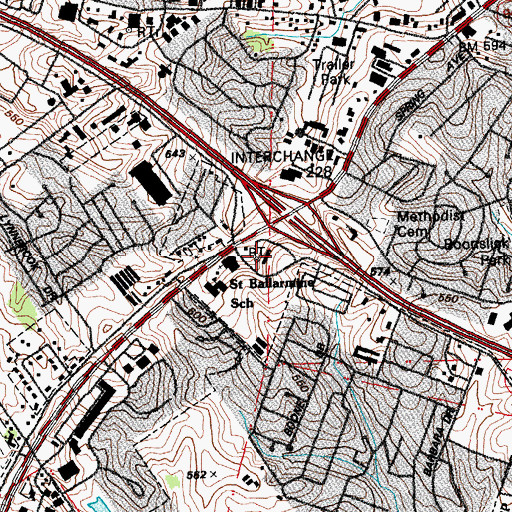 Topographic Map of Boggy Road Shopping Center, MO