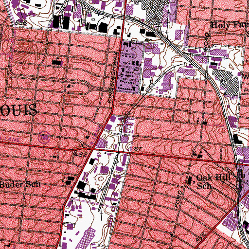 Topographic Map of Southtown Centre Shopping Center, MO