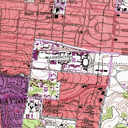 Topographic Map of Bowles Plaza, MO