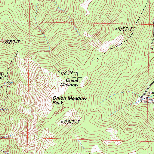 Topographic Map of Onion Meadow, CA