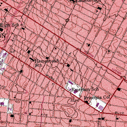 Topographic Map of Hamilton Heights, MO
