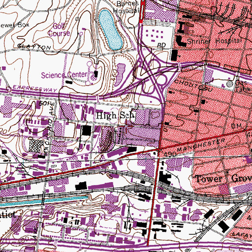 Topographic Map of Kings Oak, MO