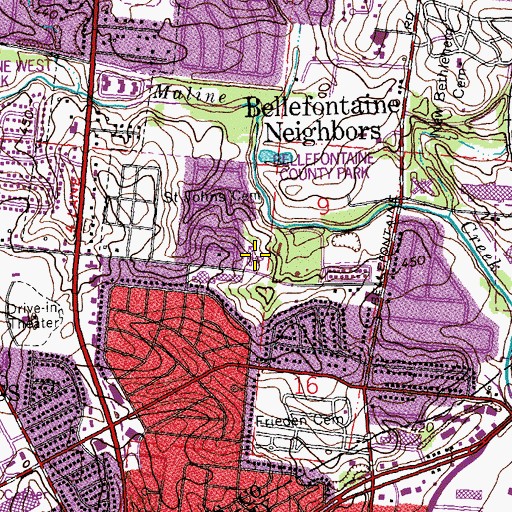 Topographic Map of Danforth Elementary School, MO