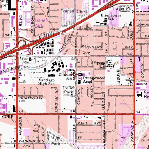 Topographic Map of Orangewood Academy, CA