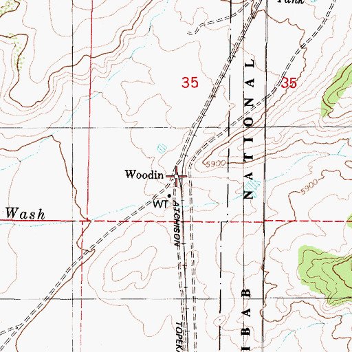 Topographic Map of Woodin, AZ
