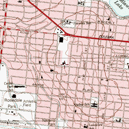 Topographic Map of El Buen Pastor Iglesia Metodista Unida, TX