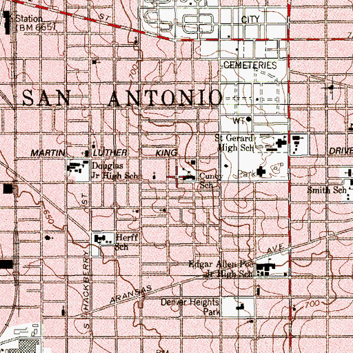 Topographic Map of Friendship Baptist Church, TX
