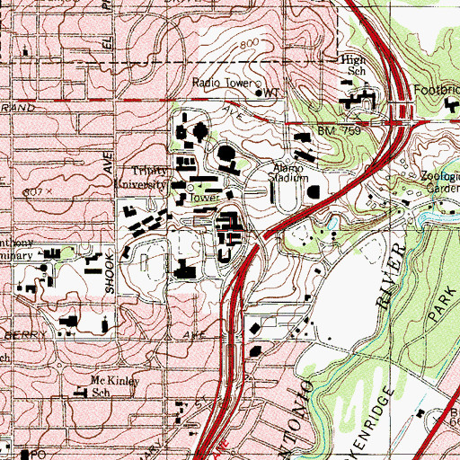 Topographic Map of Herndon Residence Hall, TX