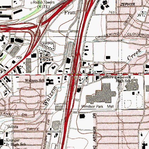 Topographic Map of Interchange 165, TX