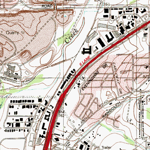 Topographic Map of Interchange 167A, TX