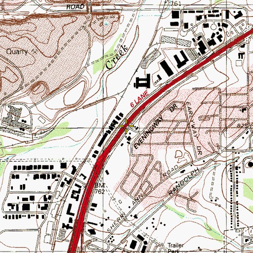 Topographic Map of Interchange 167A, TX