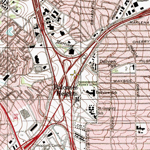 Topographic Map of Interchange 17A, TX