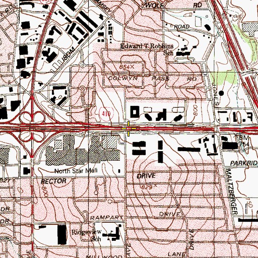 Topographic Map of Interchange 20B, TX