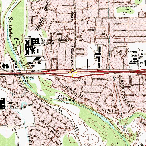 Topographic Map of Interchange 25A, TX