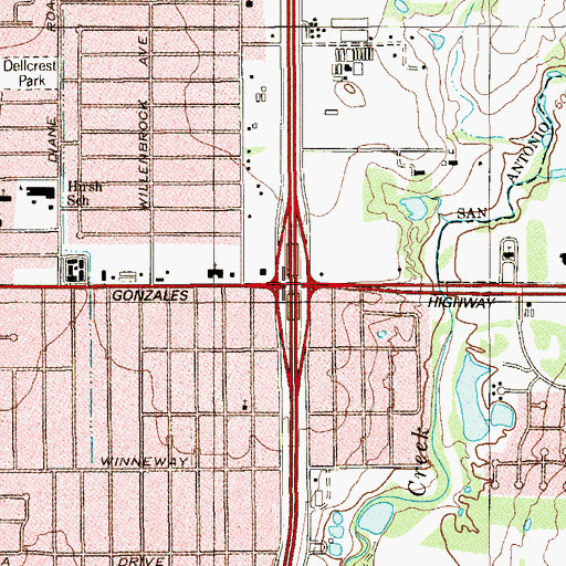 Topographic Map of Interchange 35, TX