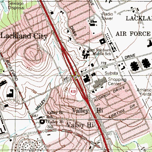 Topographic Map of Interchange 4, TX
